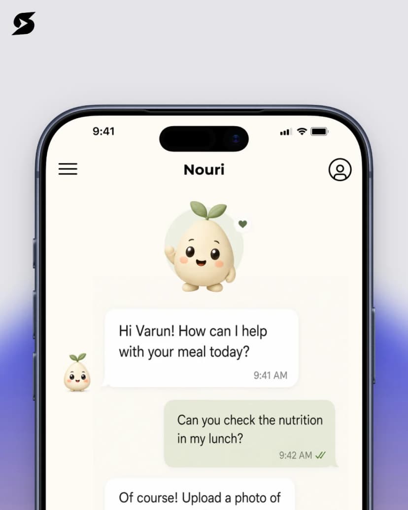 Nouri AI nutrition assistant welcome chat screen Nouri AI nutrition assistant welcome chat screen
