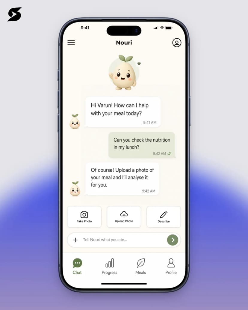 Nouri AI nutrition assistant mobile app chat interface Nouri AI nutrition assistant mobile app chat interface